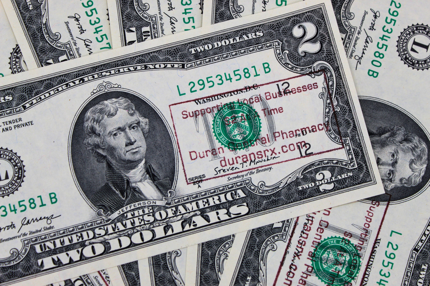 Small Business $2 Bills at Durans | Duran Central Pharmacy